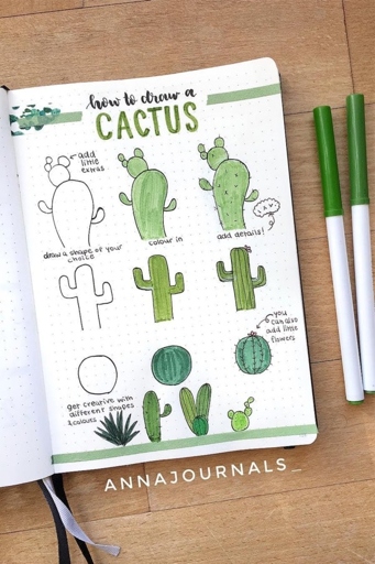 1. Cacti are a popular choice for bullet journal doodles because they are simple and easy to draw.