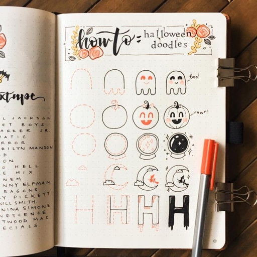 1. Get into the Halloween spirit with these fun and easy bullet journal doodles!
