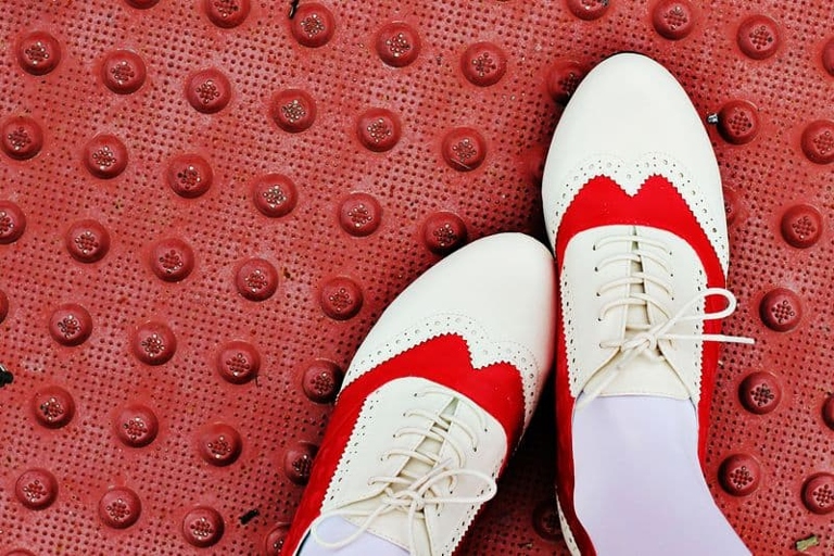 35 DIY Shoe Decorating Ideas: Red Saddle Shoes