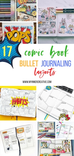 A comic book spread can be a great way to add some fun and creativity to your bullet journal.