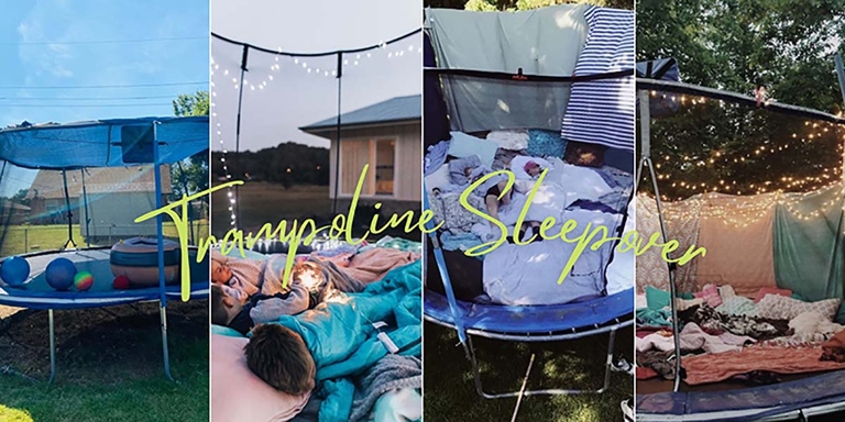 A couple's romantic night can be enhanced by adding a trampoline to their sleepover.