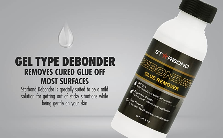 A debonder can be used to remove super glue from skin or surfaces.
