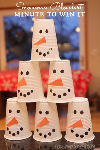 A great Christmas party game for tweens and teens is to stack the snowman.