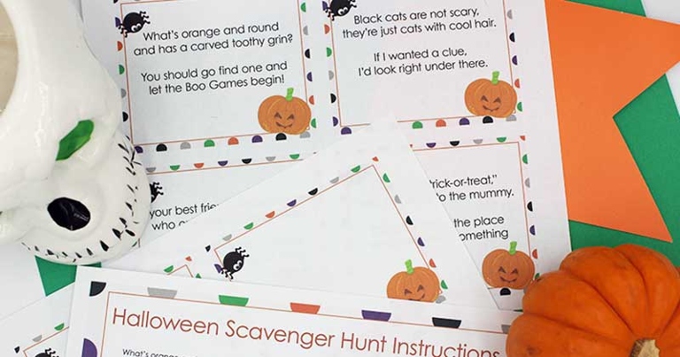 A Halloween scavenger hunt is a great way to get kids moving and searching for clues.