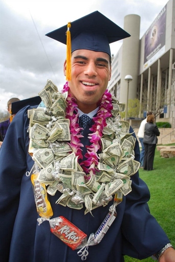 A money lei is a popular gift to give to high school graduates.