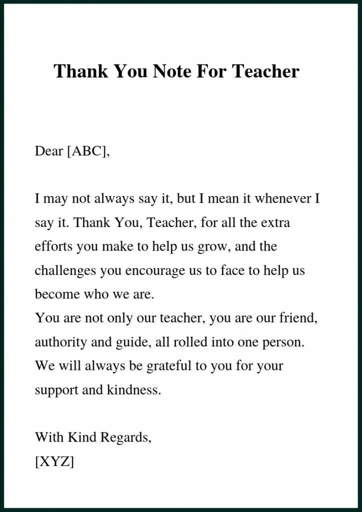 A short thank you letter for a teacher from a parent is a great way to show your appreciation for all they do.