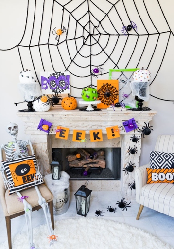A spider web is an easy and cute way to decorate for Halloween.