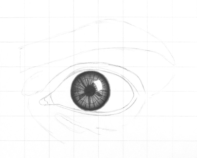 Assuming you want one sentence about how to draw eyes: Start by drawing a small circle in the center of the eye, then add an even smaller circle inside that.