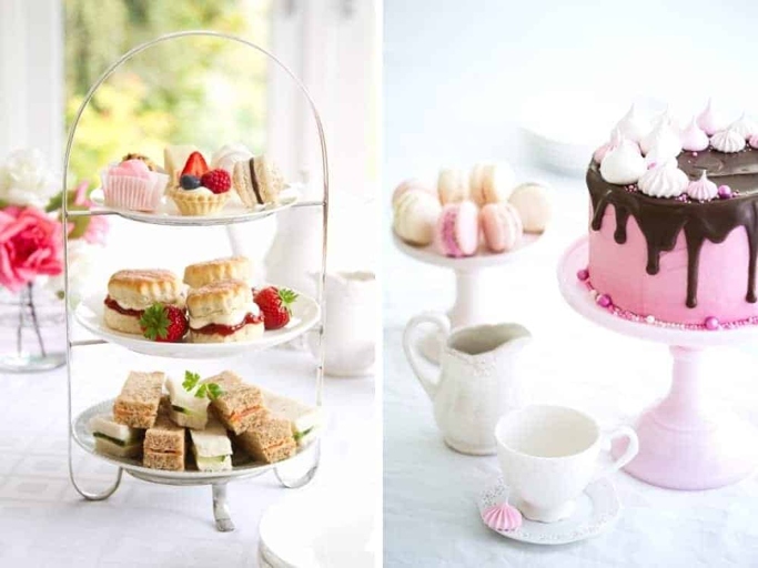 For a vintage-themed tea party, set the table with pretty china, serve finger sandwiches and dainty desserts, and play soothing music in the background.