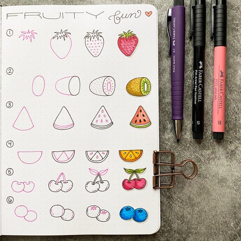 Fruit Doodles are a great way to add some color and fun to your Bullet Journal.