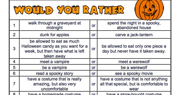 Halloween is the perfect time to get creative with some would you rather questions.