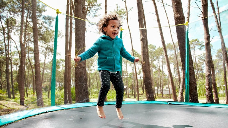 Here are some safety tips to keep in mind when playing on a trampoline:
