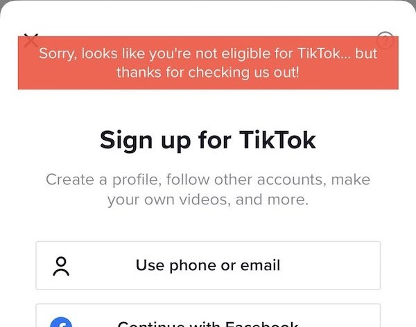 If someone below the age of 13 signs up for Tiktok, they are not able to create an account.