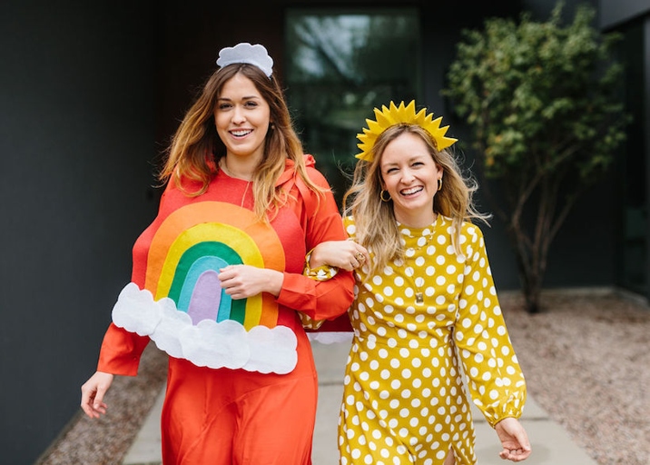 If you and your best friend are looking for some last-minute Halloween costume ideas, why not try one of these DIY Sunshine and Rainbow costumes?