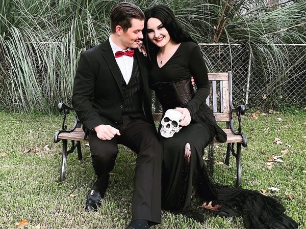 If you and your best friend are looking for the perfect couples costume this Halloween, look no further than Morticia and Gomez Addams!