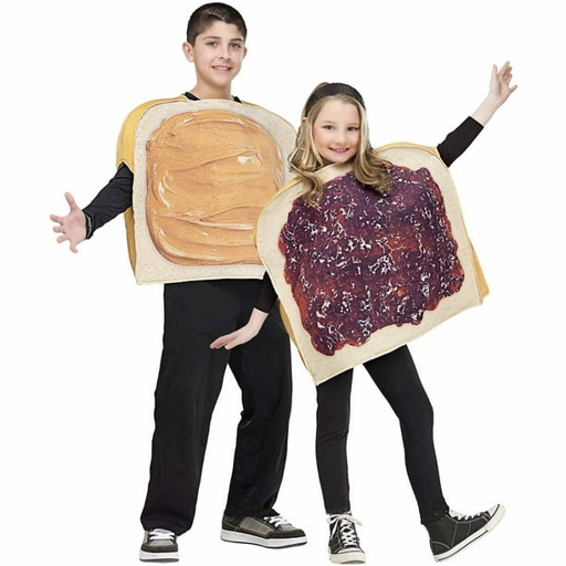 If you're looking for a costume that will make you both laugh and feel nostalgic, consider dressing up as your favorite childhood snack: peanut butter and jelly.