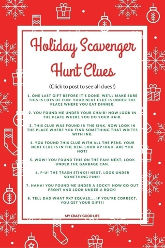 If you're looking for a fun and festive way to get the family together this Christmas, try a scavenger hunt with rhyming clues.