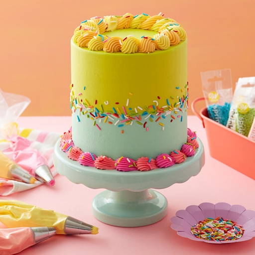 If you're looking for a fun and unique birthday cake idea, why not try a bold-colored cake?