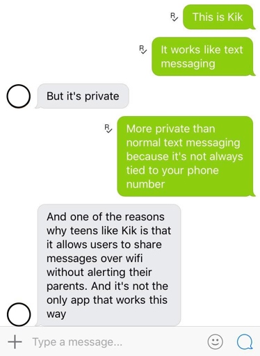 KiK Messenger is a potentially dangerous app for teens because it allows them to communicate anonymously with others.