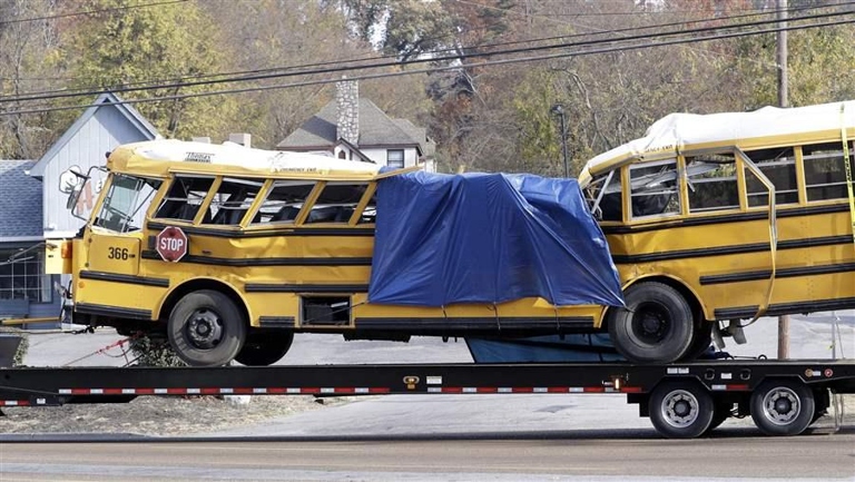 Most school buses are equipped with seat belts, but they are not required by law.