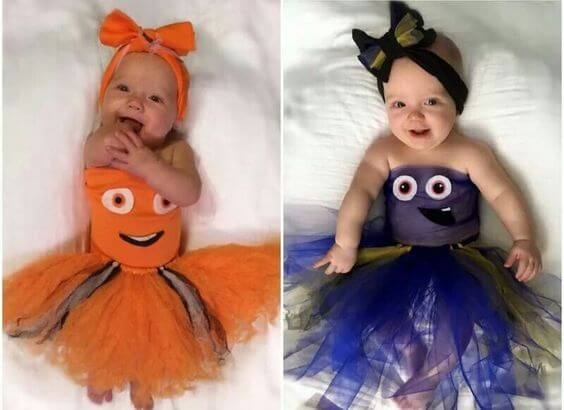 Nemo and Dory are the perfect costumes for best friends who love adventure and are always ready for a good time.