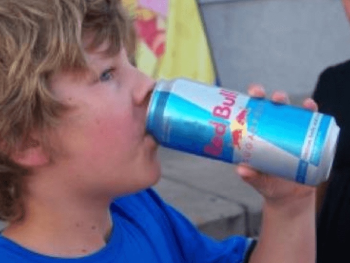 No, kids cannot drink Red Bull.