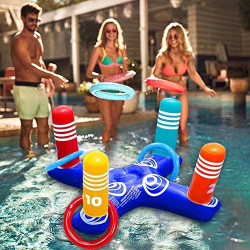 One of the most popular swimming pool games for teens is ring toss.