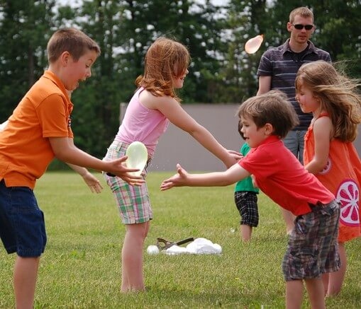 One of the most popular water balloon games is water balloon basketball.