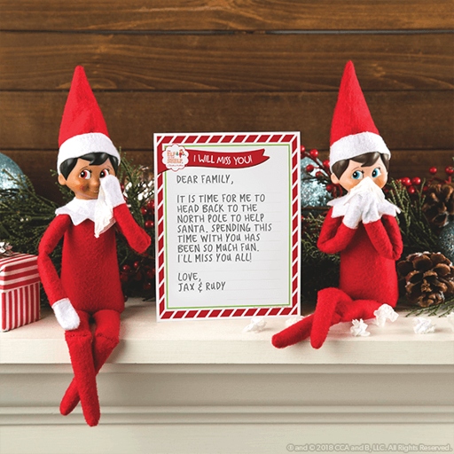 One way to say goodbye to your Elf on the Shelf is to have him or her make snow angels in the snow.