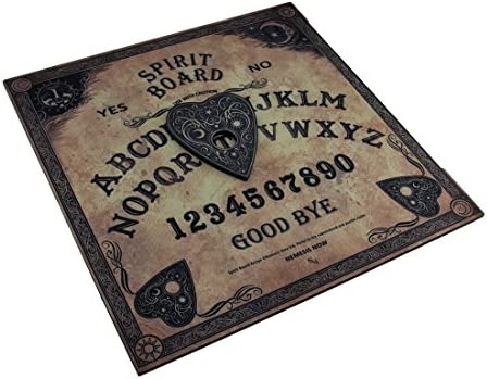 Ouija is a game in which players use a board and planchette to communicate with spirits.