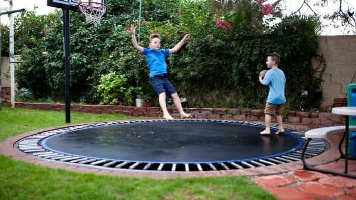 Piggy in the middle is a great game for kids and teens to play on a trampoline.