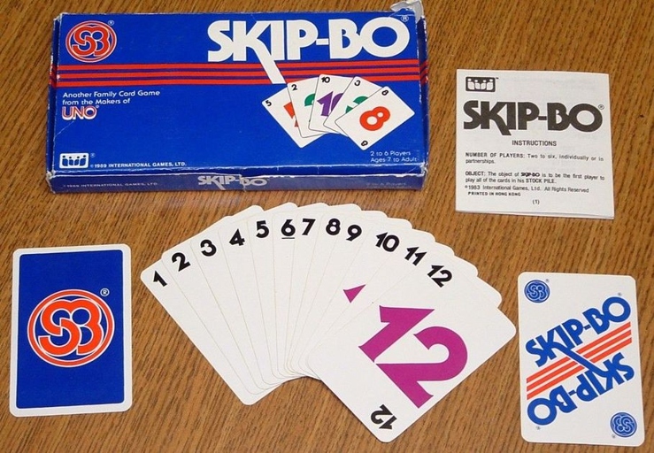 Skip-Bo is a card game that can be played with two to six players.