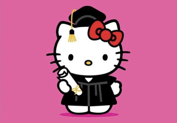 This Hello Kitty themed graduation cap is perfect for any fan of the character. Hello Kitty has been a popular character for decades, and now she can help you celebrate your graduation!