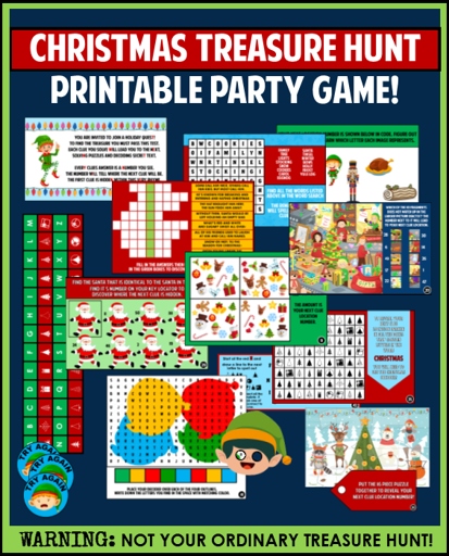 This is a great way to get the kids involved in the Christmas party and have them searching for clues around the house or yard.