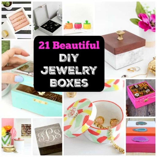 This jewelry box is made with an upcycled leather handle and some pretty fabric.