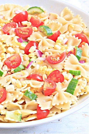 This pasta salad is a cinch to make and is perfect for a summer potluck or barbecue.