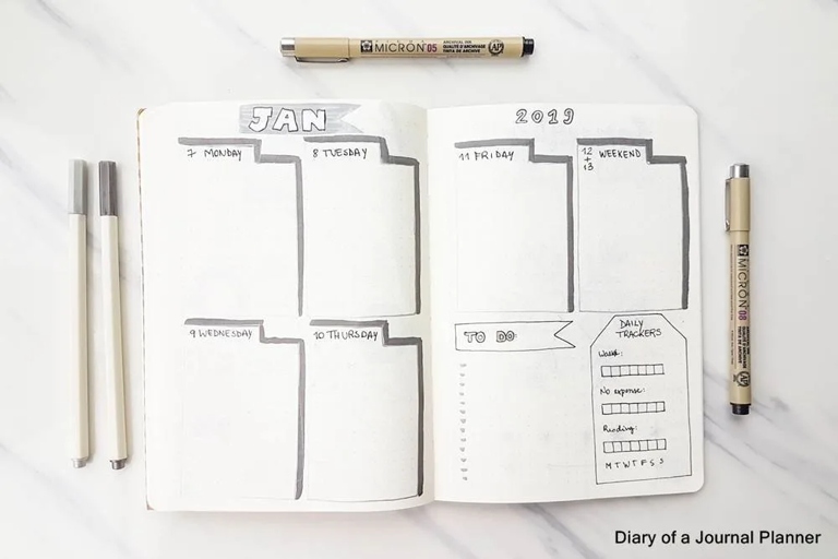 This simple yet gorgeous bullet journal weekly spread is the perfect way to plan your next trip!
