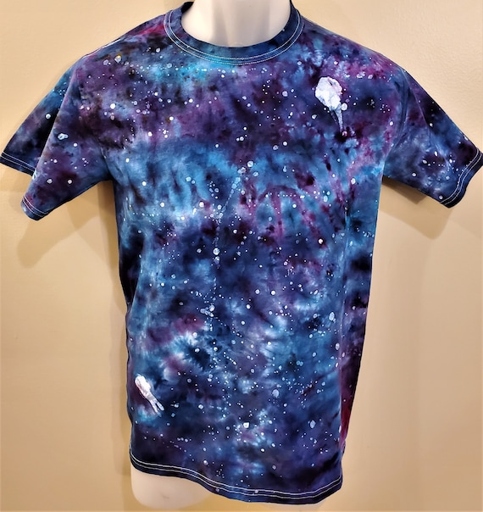 This t-shirt is made with 100% cotton and is hand-dyed with a Galaxy design.