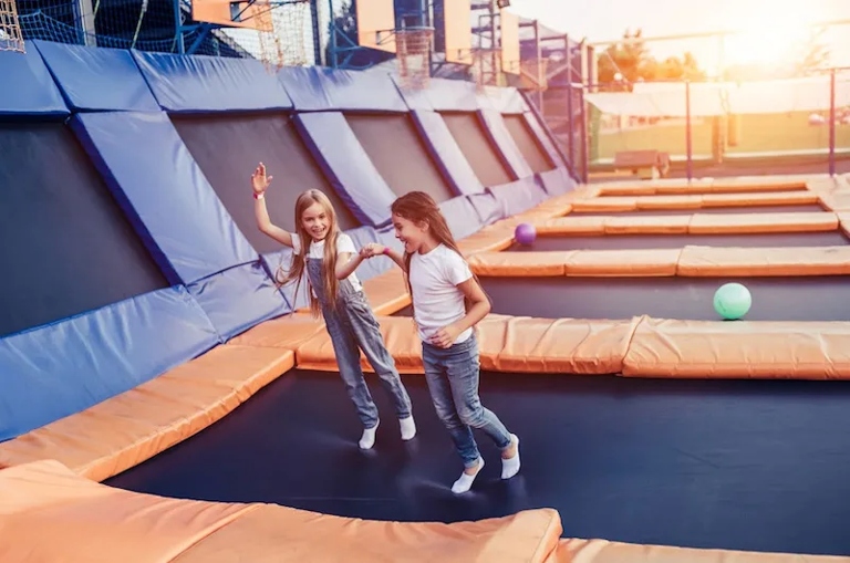 This trampoline game is perfect for kids who love to play with balls.