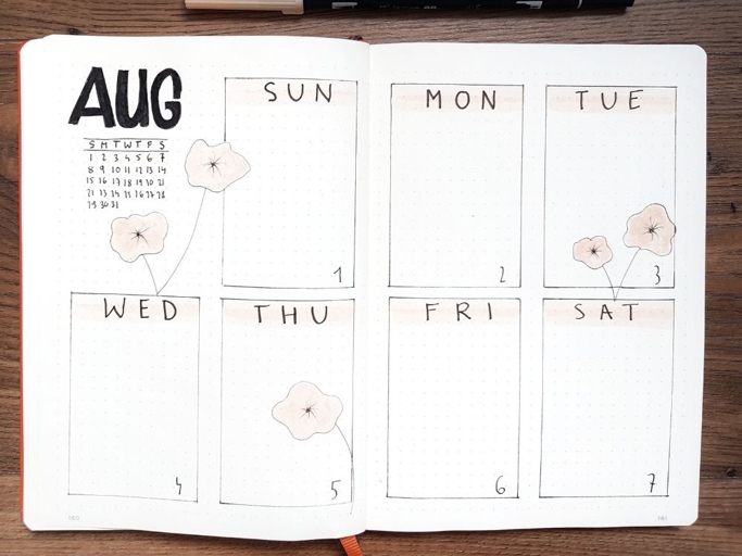 To do a weekly spread on a bullet journal, simply choose a layout that works for you and start planning out your week!