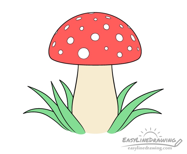 To draw a cute mushroom, start by drawing a small circle for the top of the mushroom. Finally, add some spots on the mushroom to make it look cute. Then, add a stem coming down from the circle.