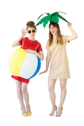 Whether you're looking for a group costume or just a fun couples costume, these Palm Tree and Beach Ball Halloween costumes are perfect for you and your best friend!