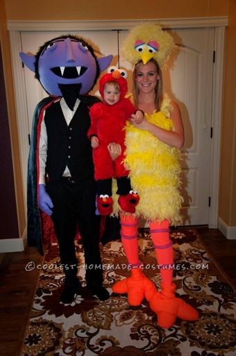 Whether you're looking for a last-minute costume or just want to DIY, these Sesame Street Big Bird and Cookie Monster costumes are perfect for best friends.